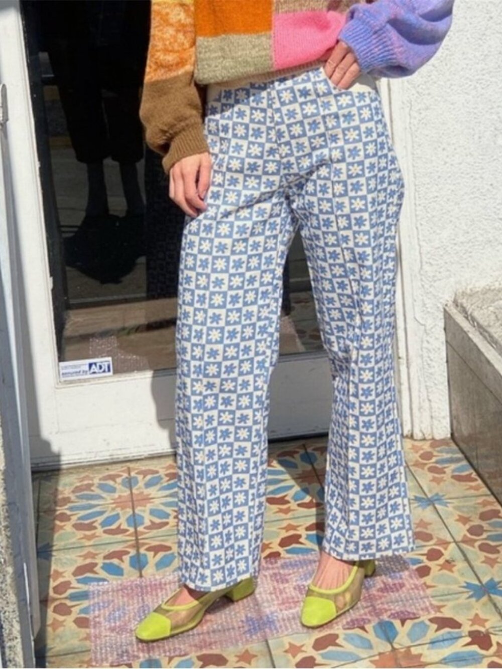 Lisa Says Gah x KJP Robyn Blue Daisy Check Denim Jeans